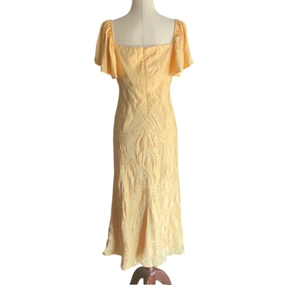 NWT Lulus Midi Dress L Butter Yellow Recencycore Babydoll Satin Flutter Sleeve - Picture 8 of 15